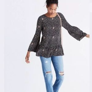 Madewell Fiesta Paisley Silk Bell Sleeve Top